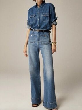 J. Crew High-rise sailor denim trouser in 1996 semi-stretch Size 32T NWT
